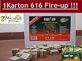 1 Karton 616 Stück Fire-up Anzünder Kaminanzünder Grillanzünder Ofenanzünder Schwedenfeuer Feuerkorb Holzanzünder Terrassenfeuer Grillkohle Grillbriketts Kohle Anmachholz Schwenkgrill Anzündkamin Holzkohle Feuersäule Briketts Gartenkamin Terrassenofen Schwedenofen