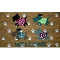 STC Hand Tufted Coir Door Mat with Anti-slip Backing, 4 Dogs Design, 45x75cm