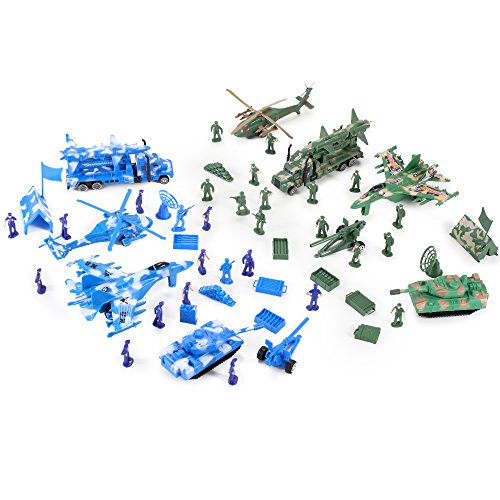 Action Figures Army Men Soldier Military Playset with Scaled Vehicles (52 pcs)