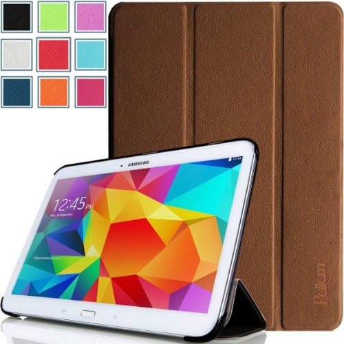 Pellem SFBR2014 Samsung Galaxy Tab 4 10.1 Case - Ultra Slim Lightweight SmartCover Stand Case for Samsung Galaxy Tab 4 10.1 Inch Tablet (With Smart Cover Auto Wake/Sleep), Brown