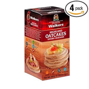 Walkers Highland Oatcakes, Savory Crackers, 10.6-Ounce Boxes (Pack of 4)