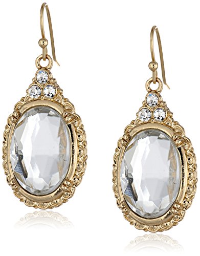1928 Jewelry Crystal Oval Drop Earrings