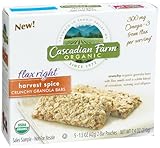 Cascadian Farm Organic Flax Right Harvest Spice Granola Bars, 7.4-Ounce Boxes (Pack of 4)