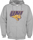 Northern Iowa Panthers Grey Distressed Mascot Full Zip Hooded Sweatshirt