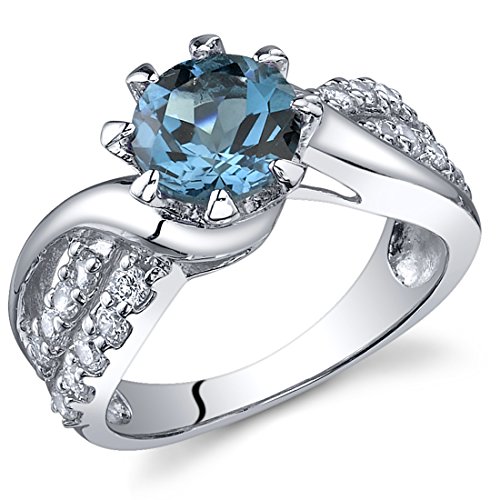 Regal Helix 1.50 carats London Blue Topaz Ring in Sterling Silver Rhodium Nickel Finish Sizes 5 to 9