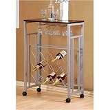 Contemporary Expresso Finish Solid Wood Top Wine Rack Glass Hangers