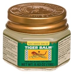 Tiger Balm Pain Relieving Ointment, Regular Strength, 0.63 Ounces (18 g) (Pack of 4)