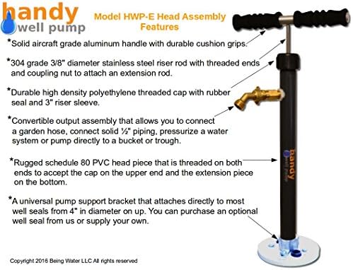 Handy Well Pump Kit Model HWP-E-CK20 (2016) Hand Well Pump For Shallow or Deep Wells with Extension Pipes and Handle