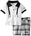 Calvin Klein Baby-Boys Newborn Polo With Plaided Short, White, 0-3 Months