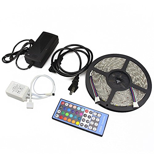 Vinus® 16.4ft RGBW Waterproof 300 LEDs Strip Light Kit, Multicolored Changing Lighting with 40 Key IR Remote Controller and 12V 5A Power Supply, LED Christmas Rope Lights