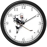 Hockey Player No.1 Ice Skating Theme Ice Skating Wall Clock by WatchBuddy Timepieces (Black Frame)
