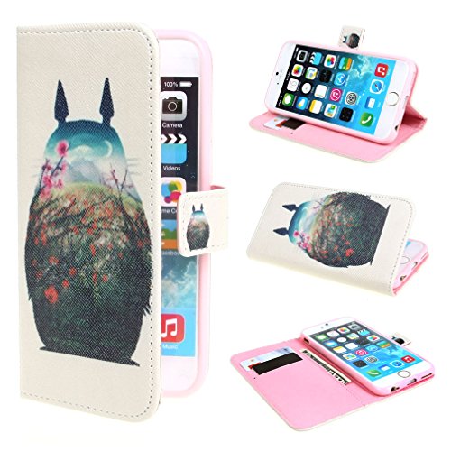 iPhone 6 Plus (5.5 inches) Case , Leathlux Painting Art Style Totoro Design Magnetic Wallet PU Leather Stand Case Cover for Apple iPhone 6 Plus (5.5 inches)
