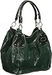 ''Top Snap'' Croco Print Tote - Green