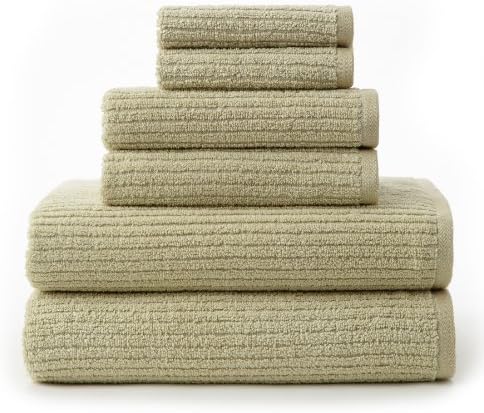 Cotton Craft - Quick Dry 6 Piece Towel Set, Pale Willow - Rapid Drying Energy Efficient - Pure Cotton Super Soft and Absorbent Zero Twist Yarns - Each set contains 2 Bath Towels 27x52, 2 Hand Towels 16x26, 2 Wash Cloths 12x12 - Also Available - 2 Pack - Bath Towels 27x52, 2 Pack - Hand Towels 16x26, 4 Pack - Wash Cloths 12x12 - Other Colors - White, Ivory, Red Spice, Arona Blue, Toffee and Chocolate - Easy care machine wash ideal for every day use