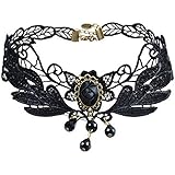 Jane Stone Collier Tatouage Ras du Cou Gothique Lace Lolita Rose Fleur