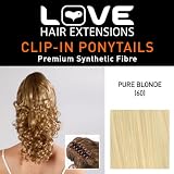 Love Hair Extensions Curly Crocodile Clip Synthetic Hair Ponytail Colour 60 Pure Blonde 12 -Inch'