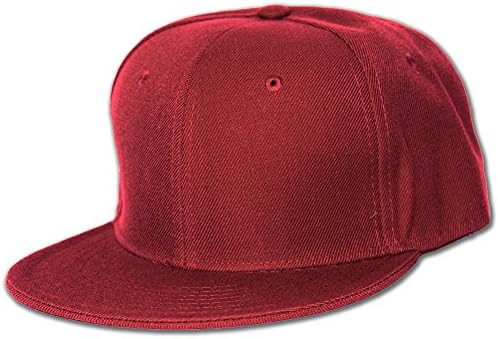 New Blank Baseball Flat Bill Fiited Hat Cap - Maroon 71/4