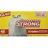 Glad Tall Kitchen Drawstring Trash Bags, 13 Gallon, 45 Count