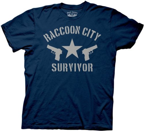 Resident Evil Capcom Action Video Game Series RACCOON CITY SURVIVOR Adult Navy T-shirt Tee Shirt