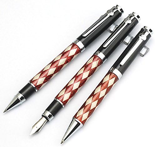 3 Pcs Duke Crown Flash Red Celluloid Fountain Pen Rollerball Pen &amp; Ball Point Pen