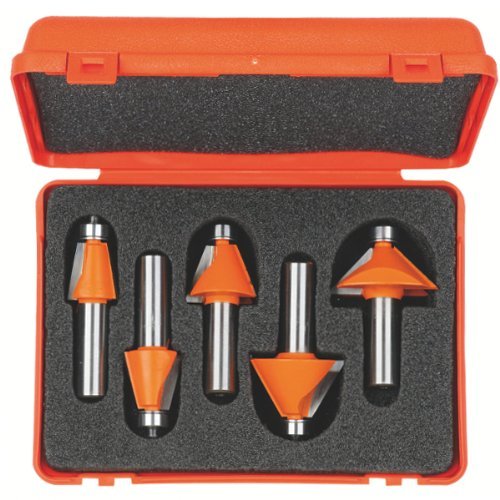 CMT 836.501.11 5-Piece Chamfer Bit Set in Carrying Case, 1/2-Inch Shank, Carbide-Tipped