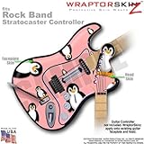 Penguins on Pink WraptorSkinz Skin fits Rock Band Stratocaster Guitar for Nintendo Wii, XBOX 360, PS