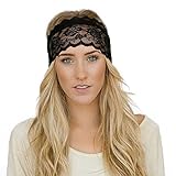 Koly Women Sports Running Headbands Vintage Lace Decoration Hair Accessories Headwrap for Yoga Pilates Gym Headband