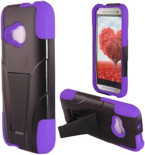 HTC One Mini 2 / HTC One Remix / HTC M8 Mini 3 in 1 Bundle Hybrid Rubberized Silicone Combo Cover Case w/ Kickstand - Purple (Free Ultra-Sensitive Stylus Pen and Premium Screen Protector by BeautyCentral TM)