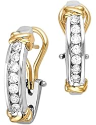 1/2 ct. tw. Diamond Fashion Hoop Earrings in 10K Two-Tone Gold