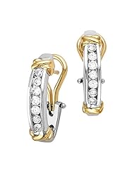 1/2 ct. tw. Diamond Fashion Hoop Earrings in 10K Two-Tone Gold