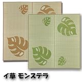 イ草ラグ モンステラ 191x250cm 裏貼り送料無料 グリーン