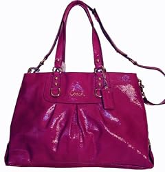 Authentic Coach Ashley Patent Leather Carryall Handbag 15516 Dark Plum