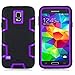 Galaxy S5 Case, EC™ Samsung Galaxy S5 Case, Heavy Duty Rugged Hybrid Rubber Shockproof Protective Case Cover for Samsung Galaxy S5 / Galaxy SV / Galaxy S V (2014) (Purple+Black)