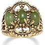 14k Gold-Plated Antiqued Filigree Jade Ring