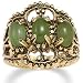 14k Gold-Plated Antiqued Filigree Jade Ring