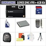 Panasonic Lumix DMC-FP8 Digital Camera (Black) (Includes manufacturer's supplied accessories) + HUGE ACCESSORIES PACKAGE INCLUDING + 4GB SDHC MEMORY CARD + CARD READER + EXTENDED LIFE BATTERY + CHARGER + CARRYING CASE & MUCH MORE !!