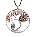 ALoveSoul Tree of Life Necklace Handmade Wire Owl Moon Wrapped Rainbow Amethyst Gemstone Necklace Pendant Jewelry for Women Gift for Women