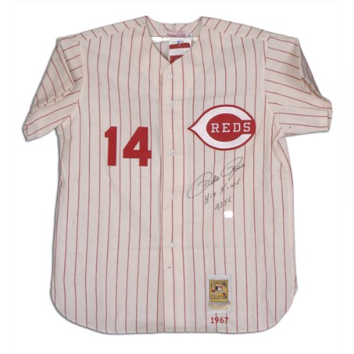 Pete Rose Autographed Jersey | Details: Cincinnati Reds, Hit King 4256 Inscription