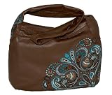 Isabella Fiore Floral Embroidery Brown Leather Hobo