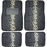 A Set of 4 Universal Fit Animal Print Carpet Floor Mats for Cars Truck - Gray Snow... 