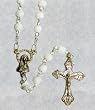16" Silver Tone Rosary with 5mm Imitation Mother Pearl Beads, Mary Emblem, and Crucifix - Imported from ITALY 16" Silver Tone Rosary with 5mm Imitation Mother Pearl Beads, Mary Emblem, and Crucifix - Imported from ITALY