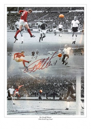 Sir Geoff Hurst - Hurst's famous Hat-trick - Autographed 16x12 Photograph
