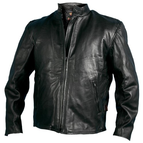 Hot Leathers Leather Men's Racing Jacket (Black, Size 52) On Sale