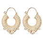 18k Gold Overlay Sterling Silver Ribbed Circle Hoop Earrings w/ Filigree Detail
