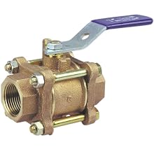 NIBCO NL9750C Cast Bronze Ball Valve, Three-Piece, Lever Handle, 1-1/2" Female NPT Thread (FIPT)