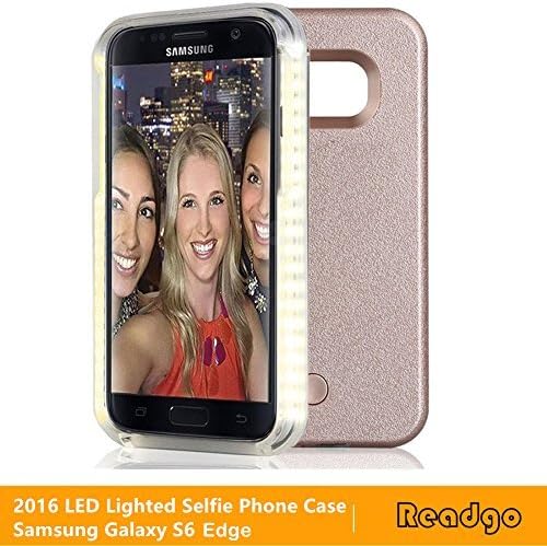 Illuminated Case for Samsung Galaxy S6 Edge ,LED Light Up Luminous (White&amp;Yellow) Phone Case ,Great for Selfies Facetime Rechargeable Flashlight (Rose Gold)