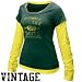 Nike Oregon Ducks Ladies Green-Yellow Cross Campus Double Layer Long Sleeve Vintage T...