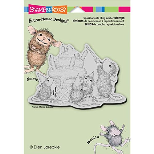 Stampendous House Mouse Cling Rubber Stamp, 5.5 by 4.5-Inch, B'day Cone