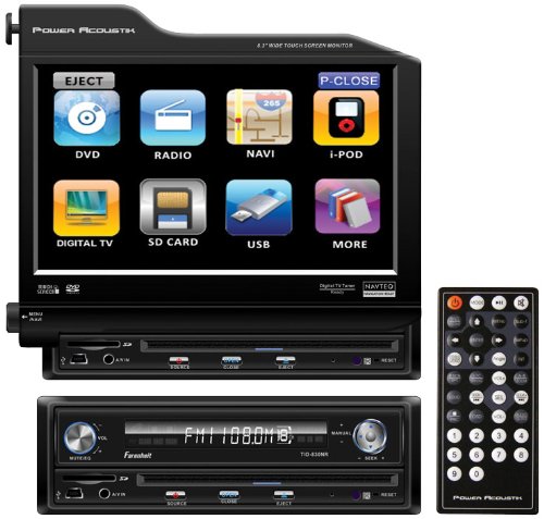 Power Acoustik PTID-8310NRB Single-DIN 8.3-Inch Flip-Up Nav-Ready TFT-LCD Touchscreen A/V Source Unit with Bluetooth