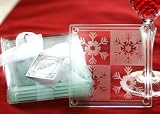 Crystal Snowflake Glass Coasters (Set of 12) - Baby Shower Gifts & Wedding Favors